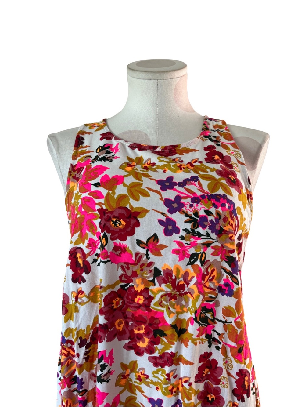 Natural Life Floral Sleeveless Maxi Dress White Pink Boho Medium - Picture 6 of 7